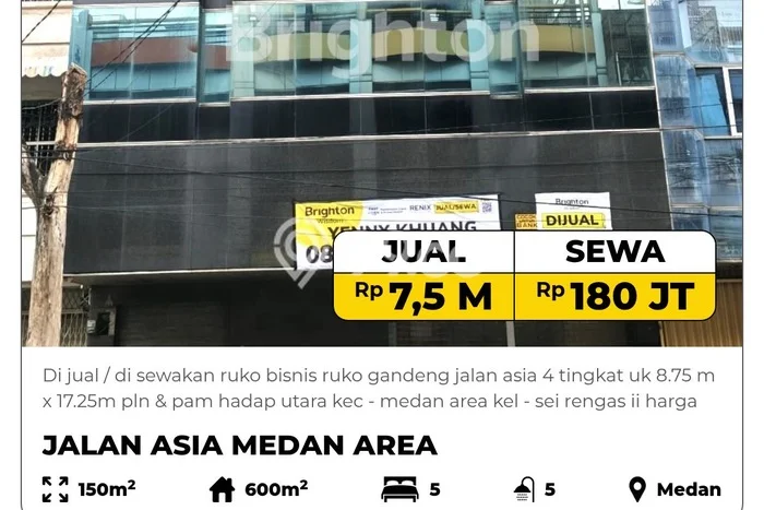 Ruko Komersial Disewakan di Medan Area Medan Luas 600m2 Ruko Komersial Disewakan di Medan Area Medan Luas 600m2