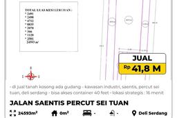 Lahan untuk Dijual di Percut Sei Tuan Deli Serdang Luas 24593m2 Lahan untuk Dijual di Percut Sei Tuan Deli Serdang Luas 24593m2