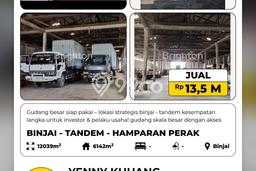 Untuk Dijual Gudang di Binjai Utara, Binjai Harga Penawaran Spesial Untuk Dijual Gudang di Binjai Utara, Binjai Harga Penawaran Spesial