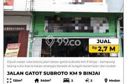 Area Ramai! Ruko Dijual di Medan Sunggal untuk Bisnis Luas Bangunan 540m2 Area Ramai! Ruko Dijual di Medan Sunggal untuk Bisnis Luas Bangunan 540m2