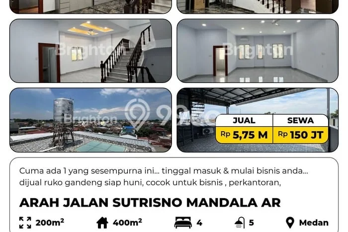 Ruko Dijual Lokasi Emas di Medan Denai Luas 400m2 Ruko Dijual Lokasi Emas di Medan Denai Luas 400m2