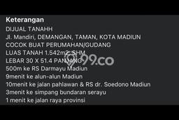 Tanah di Madiun, Madiun Luas 1550m2 Dijual Segera Tanah di Madiun, Madiun Luas 1550m2 Dijual Segera