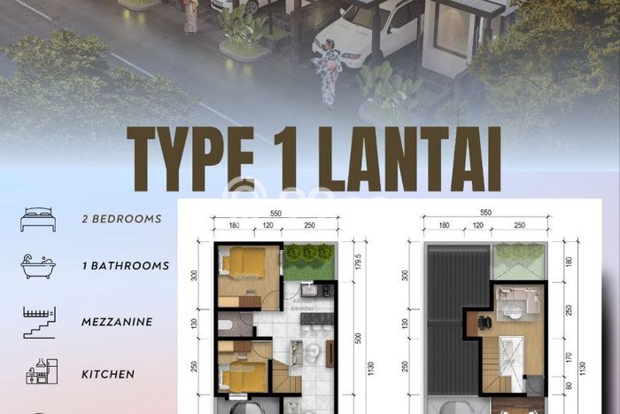 Rumah Modern 2 Kamar LT 60m2 di Bojong Sari Rumah Modern 2 Kamar LT 60m2 di Bojong Sari