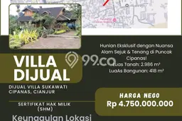 Vila di Cipanas, Luas 3m2m², Dekat Mudah Fasilitas Umum Vila di Cipanas, Luas 3m2m², Dekat Mudah Fasilitas Umum