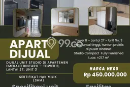 Untuk Dijual Apartemen di Pondok Aren, Tangerang Selatan 1 KT, 1 KM Strategis Untuk Dijual Apartemen di Pondok Aren, Tangerang Selatan 1 KT, 1 KM Strategis