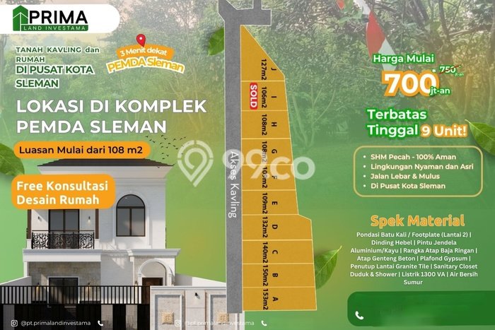 Tanah untuk Dijual Lokasi Mlati, Sleman Luas 153m2 SHM Tanah untuk Dijual Lokasi Mlati, Sleman Luas 153m2 SHM