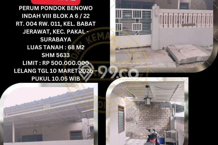 Rumah Sederhana Dijual Lokasi Benowo 2 Kamar dengan LT 68m2 Rumah Sederhana Dijual Lokasi Benowo 2 Kamar dengan LT 68m2