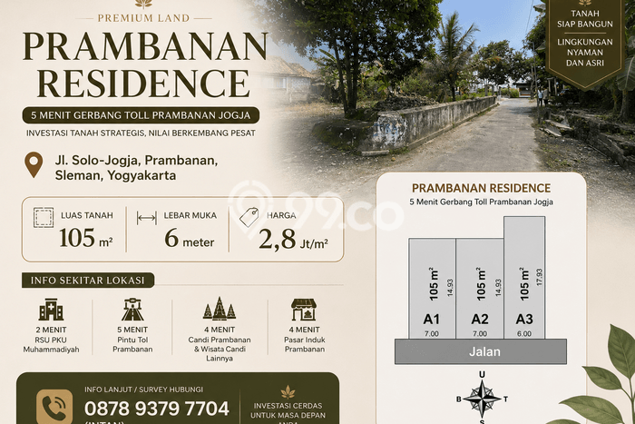 Tanah Kavling untuk Dijual di Prambanan Sleman 105m2 Tanah Kavling untuk Dijual di Prambanan Sleman 105m2