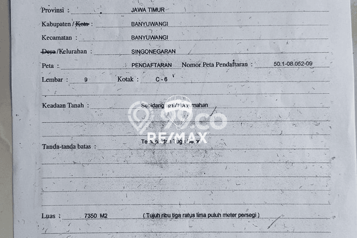 Tanah Dijual Lokasi Giri, Banyuwangi dengan Luas Tanah 7350m2 dan Status SHM Tanah Dijual Lokasi Giri, Banyuwangi dengan Luas Tanah 7350m2 dan Status SHM