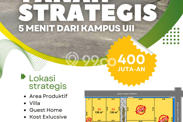 Tanah Dijual Lokasi Depok, Sleman dengan Luas Tanah 231m2 dan Status SHM Tanah Dijual Lokasi Depok, Sleman dengan Luas Tanah 231m2 dan Status SHM