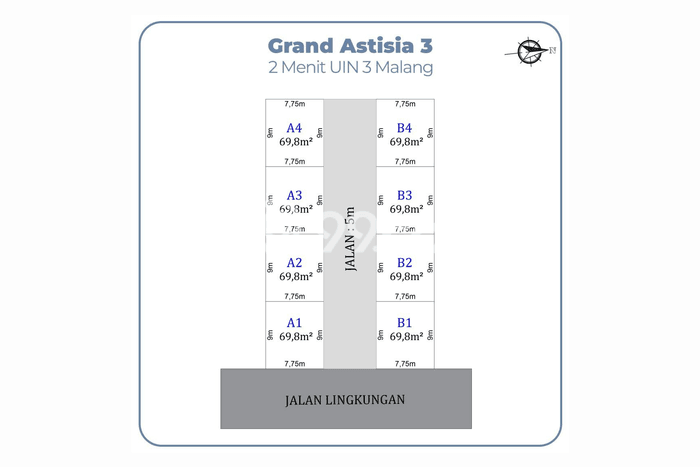 Tanah di Dau, Luas 69m2m², Dekat Jalan Utama Tanah di Dau, Luas 69m2m², Dekat Jalan Utama