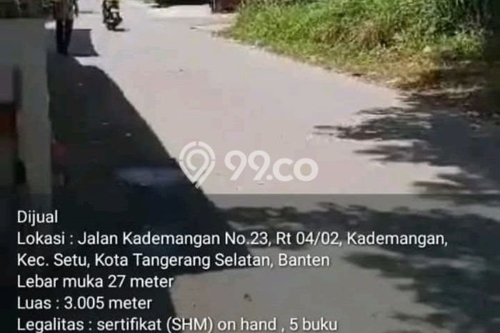 Tanah di Setu, Tangerang Selatan Luas 3005m2 Dijual Segera Tanah di Setu, Tangerang Selatan Luas 3005m2 Dijual Segera