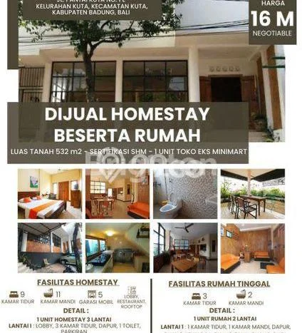AREA TERBAIK! Hotel di Kuta, Luas 500m2m², Area Bisnis AREA TERBAIK! Hotel di Kuta, Luas 500m2m², Area Bisnis
