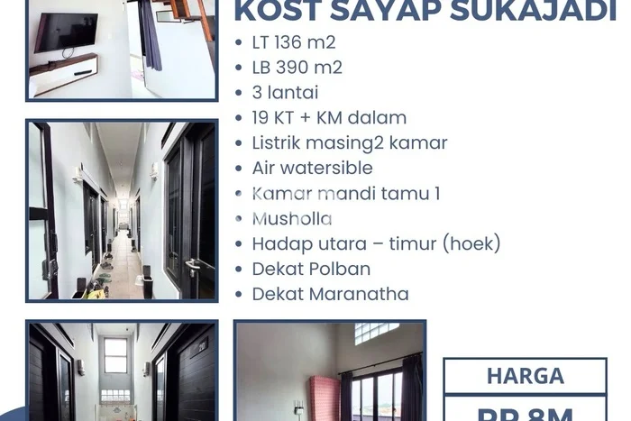 Unit Kost Dijual di Sukajadi dengan 19 Kamar Tidur & Luas Bangunan 390m2 Unit Kost Dijual di Sukajadi dengan 19 Kamar Tidur & Luas Bangunan 390m2