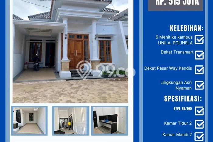 Rumah Strategis Modern Lb 75m2 di Tanjung Senang, Bandar Lampung Rumah Strategis Modern Lb 75m2 di Tanjung Senang, Bandar Lampung