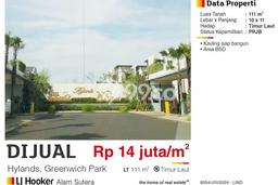 Kavling Tanah untuk Dijual di BSD Green Wich, Tangerang, Luas 111m2 Kavling Tanah untuk Dijual di BSD Green Wich, Tangerang, Luas 111m2