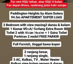 Apartemen Cozy Dijual di Tangerang Spesifikasi 2 KT, 2 KM Apartemen Cozy Dijual di Tangerang Spesifikasi 2 KT, 2 KM