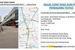 Ruko Dijual Lokasi Emas di Tanah Abang Luas 150m2 Ruko Dijual Lokasi Emas di Tanah Abang Luas 150m2