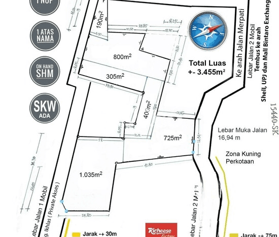 Lahan Strategis di Ciputat Dijual dengan Luas 3455m2 Lahan Strategis di Ciputat Dijual dengan Luas 3455m2