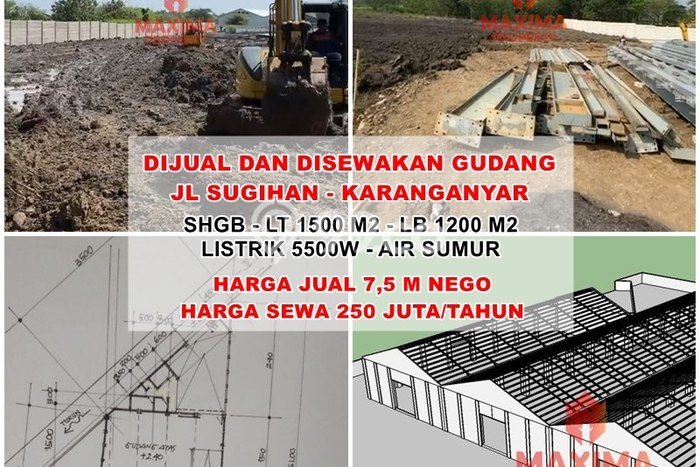 Gudang untuk disewa di Jumantono punya LT 1500m2 & LB 1200m2 harga sewa kompetitif Gudang untuk disewa di Jumantono punya LT 1500m2 & LB 1200m2 harga sewa kompetitif