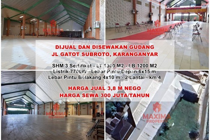 Unit Gudang disewakan di Tasikmadu Karanganyar dengan LT 1300m2 / LB 1200m2 Unit Gudang disewakan di Tasikmadu Karanganyar dengan LT 1300m2 / LB 1200m2