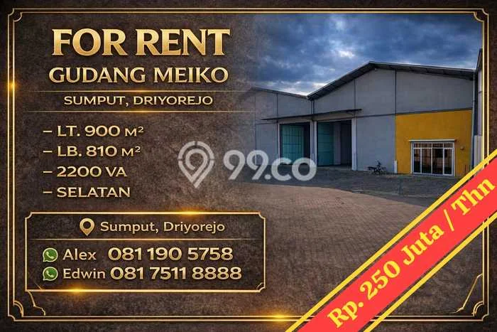 Gudang disewakan lokasi strategis Driyorejo Gresik 810m2 Gudang disewakan lokasi strategis Driyorejo Gresik 810m2