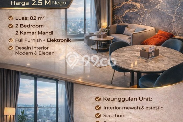 Apartemen Cozy Dijual di Surabaya Spesifikasi 2 KT, 2 KM Apartemen Cozy Dijual di Surabaya Spesifikasi 2 KT, 2 KM