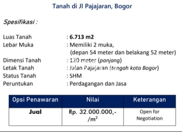 Lahan Strategis di Bogor Selatan Dijual dengan Luas 6713m2 Lahan Strategis di Bogor Selatan Dijual dengan Luas 6713m2