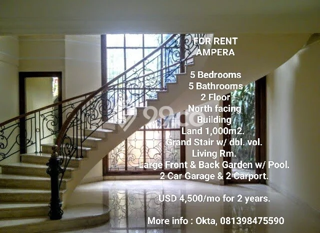 Disewakan Rumah Strategis di Ampera LT 1000m2 / LB 700m2 Kondisi Bagus Disewakan Rumah Strategis di Ampera LT 1000m2 / LB 700m2 Kondisi Bagus