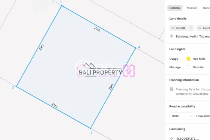 Untuk Dijual Tanah di Tabanan, Luas 500m2 SHM Untuk Dijual Tanah di Tabanan, Luas 500m2 SHM