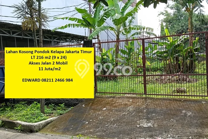 Untuk Dijual Tanah di Jakarta Timur, Luas 216m2 SHM Untuk Dijual Tanah di Jakarta Timur, Luas 216m2 SHM