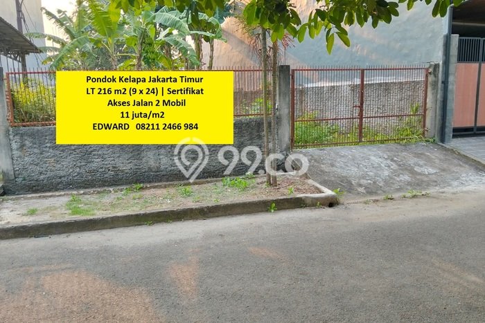 Dijual Tanah Lokasi Pondok Kelapa, Jakarta Timur Seluas 216m2 Dijual Tanah Lokasi Pondok Kelapa, Jakarta Timur Seluas 216m2