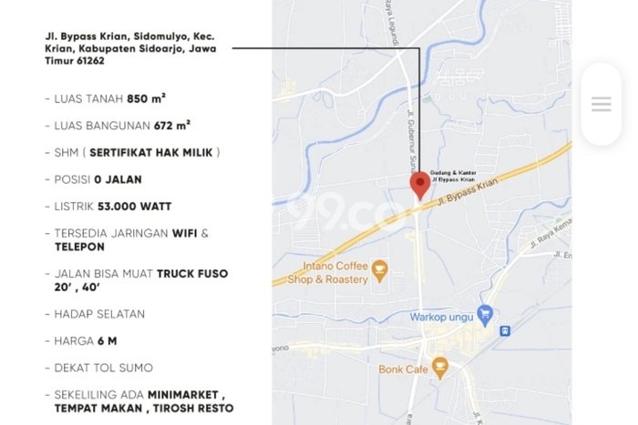 Unit Gudang Dijual di Krian Sidoarjo Luas Tanah 850m2, Luas Bangunan 672m2 Unit Gudang Dijual di Krian Sidoarjo Luas Tanah 850m2, Luas Bangunan 672m2