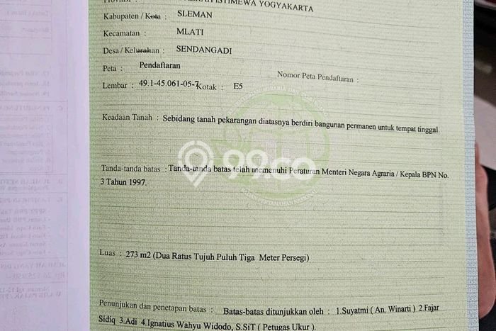 Tanah Kosong Dijual di Sleman dengan Area 273m2 Tanah Kosong Dijual di Sleman dengan Area 273m2