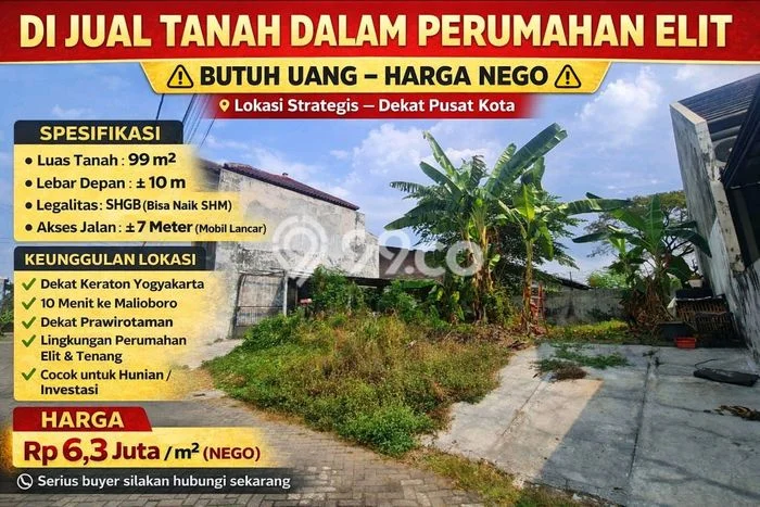 Untuk Dijual Tanah di Mantrijeron Yogyakarta Luas 99m2 SHM Untuk Dijual Tanah di Mantrijeron Yogyakarta Luas 99m2 SHM
