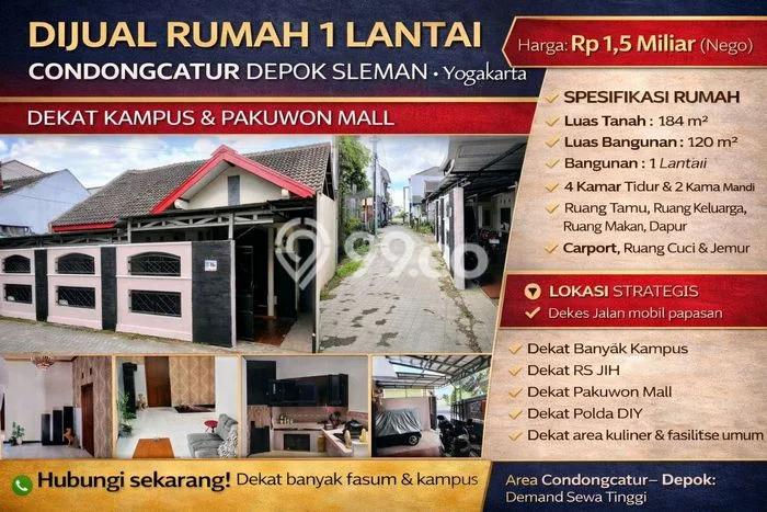 Dijual Rumah Eksklusif 4 KT di Condong Catur, Sleman Dijual Rumah Eksklusif 4 KT di Condong Catur, Sleman