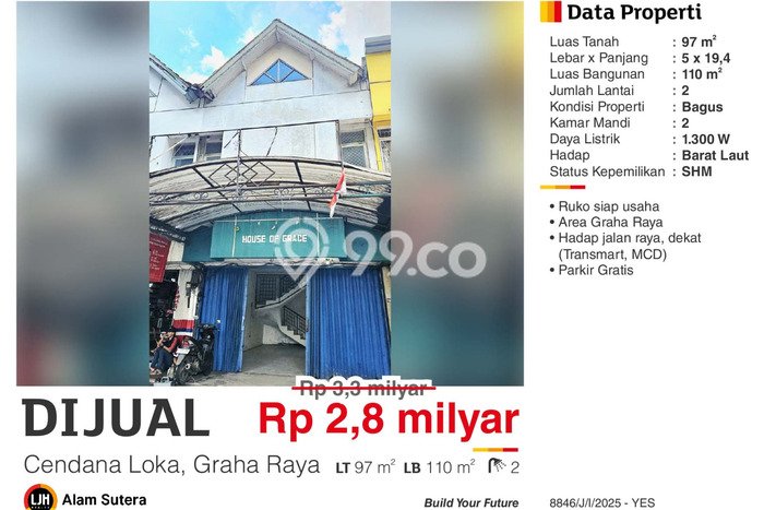 Ruko Strategis Kawasan Graha Raya, Luas 110m², Area Komersial Ruko Strategis Kawasan Graha Raya, Luas 110m², Area Komersial