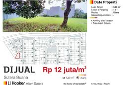 Jual Tanah Kawasan Alam Sutera, Luas 540m², Area Strategis, Kontur Datar Jual Tanah Kawasan Alam Sutera, Luas 540m², Area Strategis, Kontur Datar