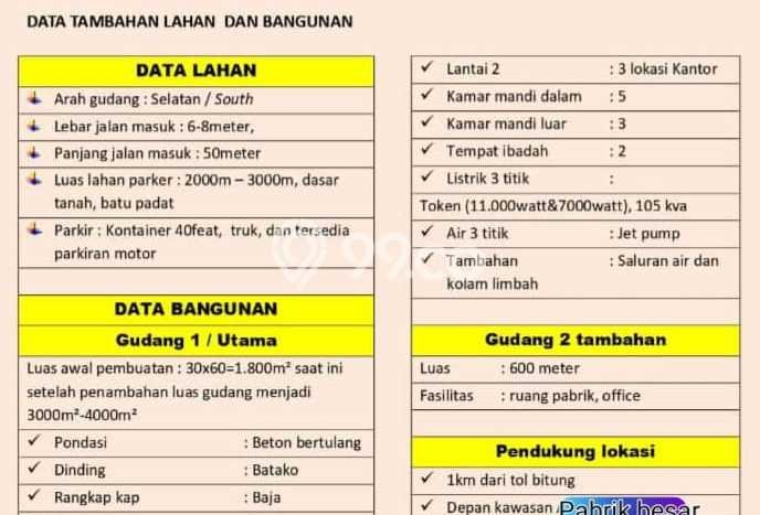 Unit Gudang Dijual di Curug Tangerang 4600m2 Unit Gudang Dijual di Curug Tangerang 4600m2