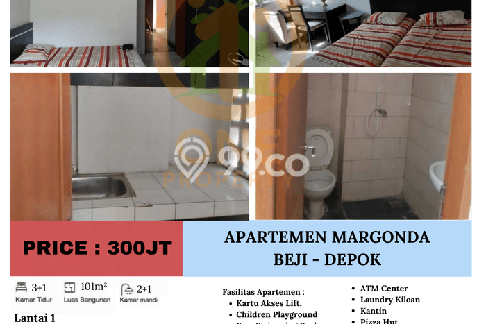 Unit Apartemen 1 Kamar & 1 Kamar Mandi Dijual di Beji, Depok Unit Apartemen 1 Kamar & 1 Kamar Mandi Dijual di Beji, Depok