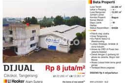 Dijual! Gudang di Cikokol Tangerang LT 22285m2 / LB 12261m2 Kawasan Strategis Dijual! Gudang di Cikokol Tangerang LT 22285m2 / LB 12261m2 Kawasan Strategis