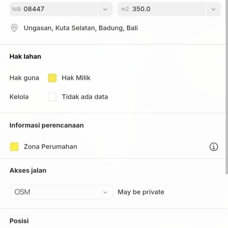 Tanah Kavling Dijual di Badung dengan Spesifikasi 350m2 Tanah Kavling Dijual di Badung dengan Spesifikasi 350m2