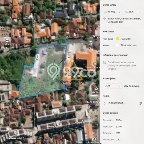 Kavling Tanah untuk Disewa di Sanur Lahan Luas 2200m2 Kavling Tanah untuk Disewa di Sanur Lahan Luas 2200m2