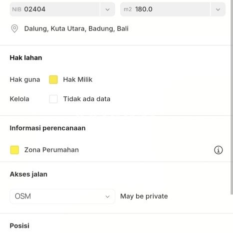 Tanah Dijual Lokasi Kuta Utara, Badung Luas 180m2 Legalitas Aman Tanah Dijual Lokasi Kuta Utara, Badung Luas 180m2 Legalitas Aman