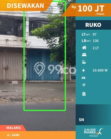 Unit Ruko disewakan di Klojen Malang dengan LT 97m2 / LB 136m2 Unit Ruko disewakan di Klojen Malang dengan LT 97m2 / LB 136m2