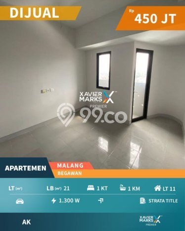 Untuk Dijual Apartemen 1 KT di Malang Luas 21m2 Untuk Dijual Apartemen 1 KT di Malang Luas 21m2