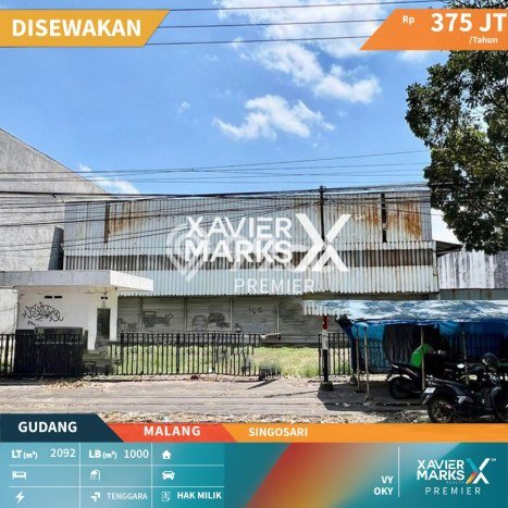 Disewakan Gudang komersial di Singosari luas bangunan 1000m2 Disewakan Gudang komersial di Singosari luas bangunan 1000m2
