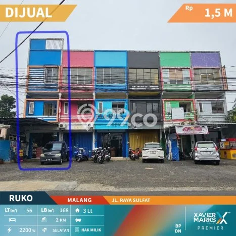 Ruko Dijual Lokasi Emas di Blimbing Luas 168m2 Ruko Dijual Lokasi Emas di Blimbing Luas 168m2