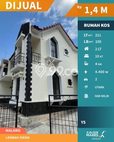Kost Dijual di Dieng dengan 10 KT dan Luas 150m2 Kost Dijual di Dieng dengan 10 KT dan Luas 150m2