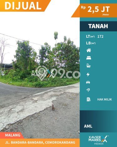 Tanah untuk Dijual Lokasi Kedungkandang, Malang Luas 172m2 SHM Tanah untuk Dijual Lokasi Kedungkandang, Malang Luas 172m2 SHM